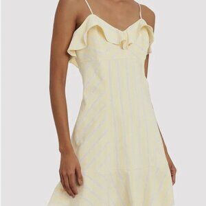 INTERMIX Soft Yellow and White Striped Cotton Summer Mini Dress Size 4
